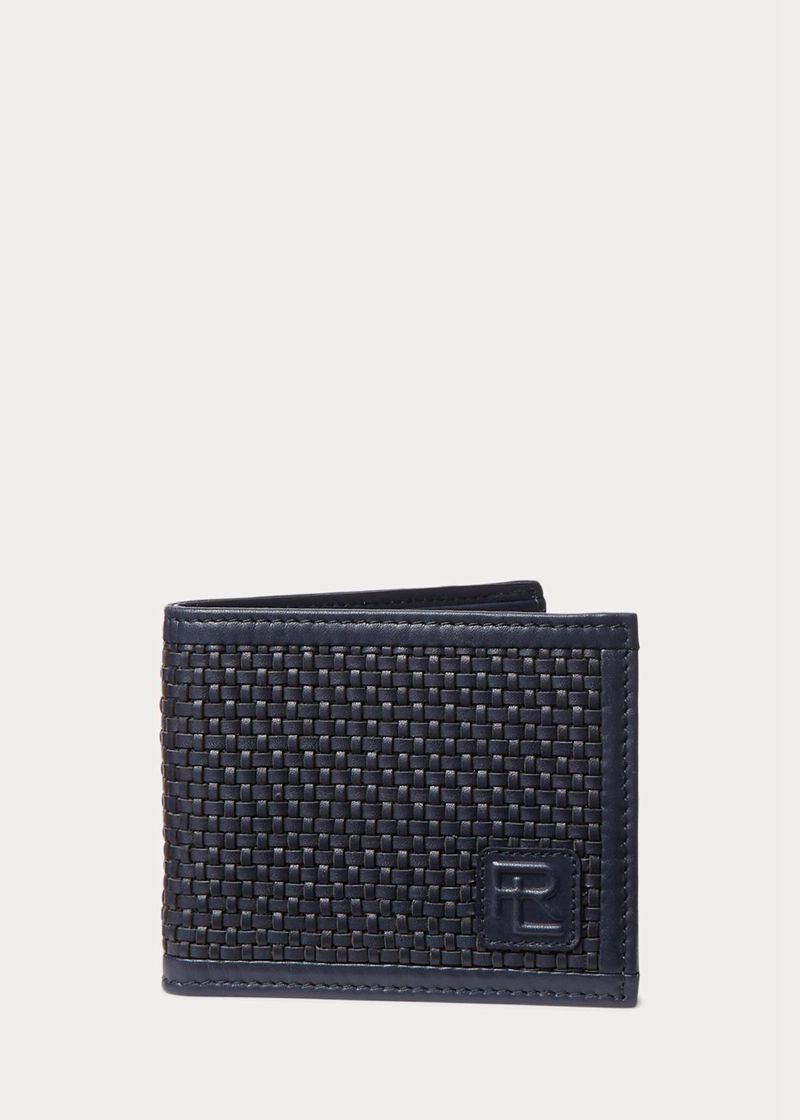 パープル レーベル 財布 メンズ ネイビー Woven カーフスキン Billfold QTELR4983